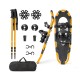 Lightweight 21-inch snowshoes with ski poles, durable aluminum alloy, and adjustable bindings for winter adventures.